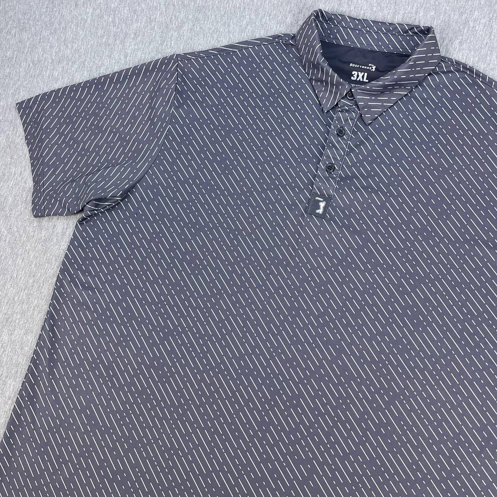 Bogey Bros Golf Polo Shirt Mens 3XL Gray "Drizzle Dreams" Pattern Stretch Active